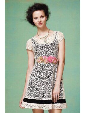 Anthropologie Maitland Lace Dress M Floral Sheer Lace A-Line Weston Wear